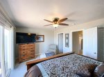 Main Bedroom with king bed and walk out balcony and view of Bear Lake